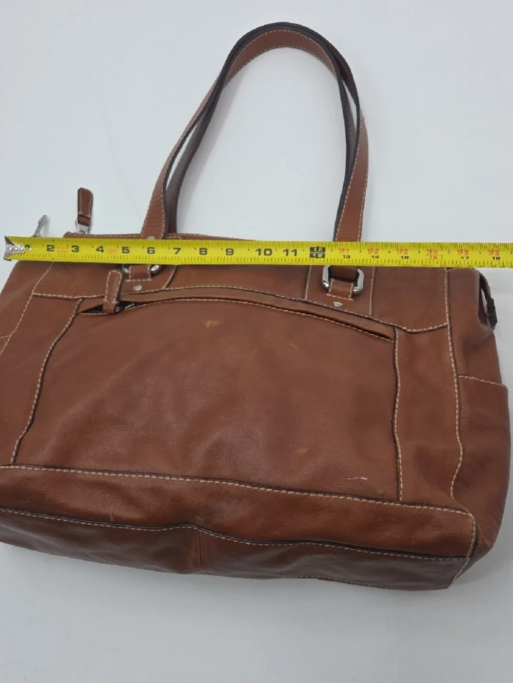 Large Fossil Tan Leather Shoulder Bag